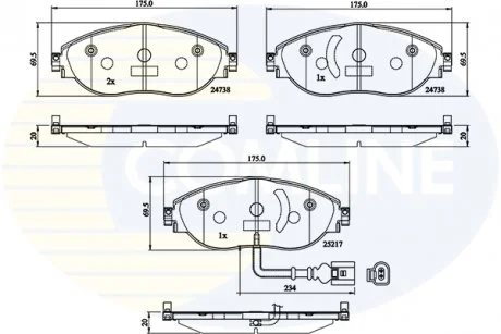 - Гальмівні колодки до дисків Audi A3 12->, Seat Alhambra 10->, Leon 13->, Skoda Octavia 12->, VW Golf 12->, Passat 08->, CC 11->, Sharan 10-> Comline CBP12201