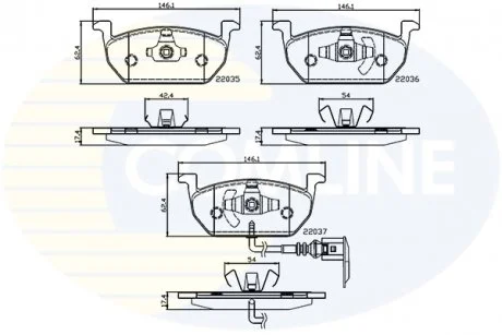 - Гальмівні колодки до дисків Skoda Octavia  12->, VW Golf & Golf Est 13-> Comline CBP12224