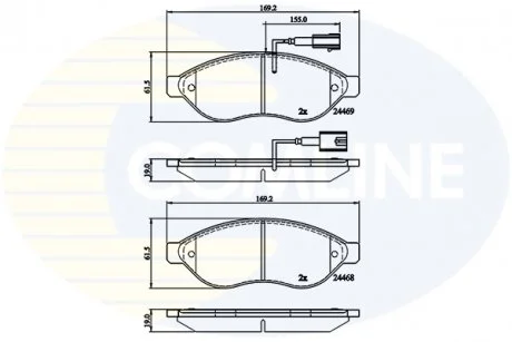 - Гальмівні колодки до дисків Citroen Relay 06->, Fiat Ducato 11->, Peugeot Boxer 06-> Comline CBP12227