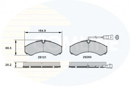- Гальмівні колодки до дисків Nissan Cabstar 06-&gt;, Renault Maxity 07-&gt; Comline CBP16031 (фото 1)
