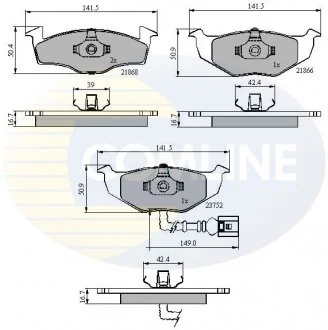 - Гальмівні колодки до дисків Skoda Fabia 99->, Roomster 07->, VW Polo 01->09 Comline CBP1707