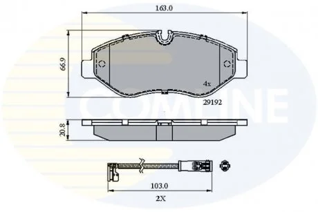 - Гальмівні колодки до дисків Mercedes-Benz Viano 04->, Mercedes-Benz Vito Van 03->, Sprinter 06->, VW Crafter 06-> Comline CBP21555