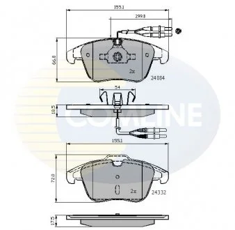 - Гальмівні колодки до дисків Citroen C5 08->, Peugeot 407 04->, 508 10-> Comline CBP22002