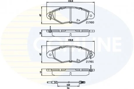 - Гальмівні колодки до дисків Nissan Kubistar 03->, Renault Kangoo 97-> Comline CBP2485