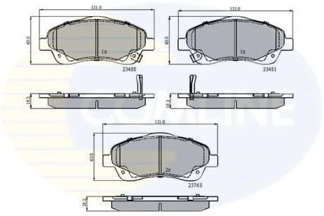 - Гальмівні колодки до дисків Toyota Avensis 03->08, Corolla Verso 01->07 Comline CBP31140