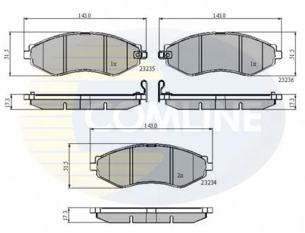 - Гальмівні колодки до дисків Chevrolet Evanda 05->,Lacetti 05->, Nubira 05->, Optra 03->, Tacuma 05->, Daewoo Aranos 95->97, Espero 97->, Evanda 02->, Lacetti 99->, Lanos 97->, Leganza 97->02, Nubira 97->, Tacuma 00->, Opel Viva 05- Comline CBP31188
