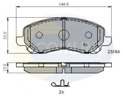 - Гальмівні колодки до дисків Citroen C4 12->, Mitsubishi ASX 10->, Galant 00->03, Lancer 03->, Outlander 06->, Space Runner 00-> Comline CBP31256