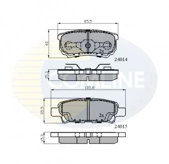 - Гальмівні колодки до дисків Dodge Avenger 07->, Caliber 06->, Jeep Compass 07->, Patriot 07->, Mitsubishi Lancer 04->, Outlander 03->06 Comline CBP31290