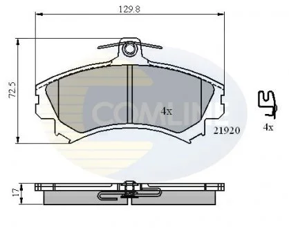 - Гальмівні колодки до дисків Mitsubishi Colt6 04->12, Smart Forfour 04->05 Comline CBP31304
