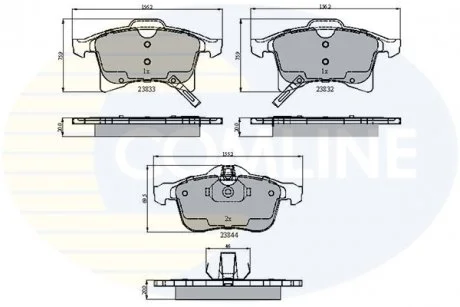 - Гальмівні колодки до дисків Chevrolet Viva 03->08, Zafira 00->, Opel Astra 98->08, Combo 01->, Corsa 07->, Meriva 03->, Zafira 99-> Comline CBP31307