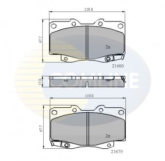 - Гальмівні колодки до дисків Toyota Fortuner 04->, HiLux 05-> Comline CBP31574