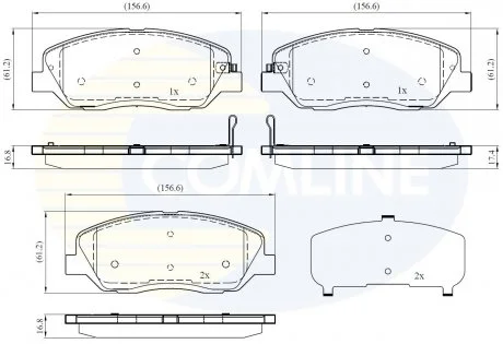 - Гальмівні колодки до дисків Hyundai Sante Fe 05->, Kia Sorento 09->, Ssangyong Actyon 10-> Comline CBP31676