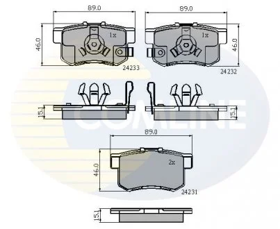 - Гальмівні колодки до дисків Honda Accord 03->07, CR-V 02->05 Comline CBP31736