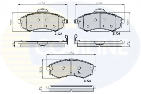 - Гальмівні колодки до дисків Hyundai Coupe 96->02, Lantra 90->00, Matrix 01->02, Sonata 88->01, Kia Joice 01-> Comline CBP31741