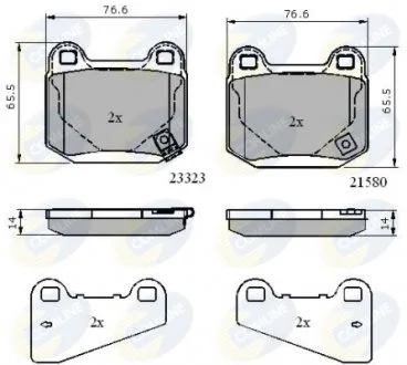 - Гальмівні колодки до дисків Mitsubishi Lancer 99->, Nissan 350Z 03->, Subaru Forester 13->, Impreza 08-> Comline CBP31755