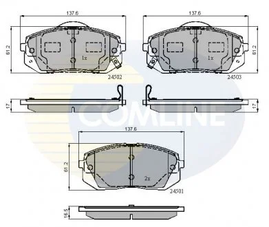 - Гальмівні колодки до дисків Hyundai ix35 10->, i40 11->, Kia Carens 06->, Sprotage 05-> Comline CBP31768