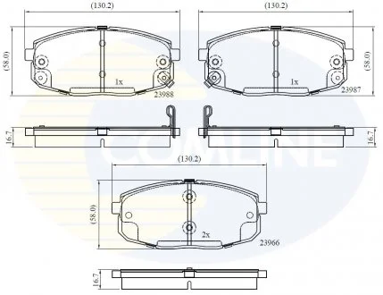 - Гальмівні колодки до дисків Hyundai i30 07->12, Kia Carens 02->, Cee\'d 06->, ProCee\'d 08-> Comline CBP31798