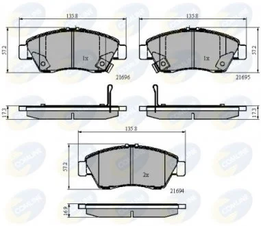 - Гальмівні колодки до дисків Honda Aiewave 04->, Civic 98->03, CRX 92->98, Integra 04-> Comline CBP32009