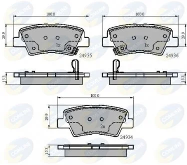 - Гальмівні колодки до дисків Hyundai Sonata 05->, Kia Tucson 04->07, Opirus 03->, Kia Soul 09->, Ssangyong Actyon 11->, Korando 10-> Comline CBP32023