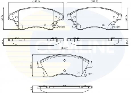 - Гальмівні колодки до дисків Chevrolet Aveo 11->, Cruze 09->, Opel Astra 09-> Comline CBP32038