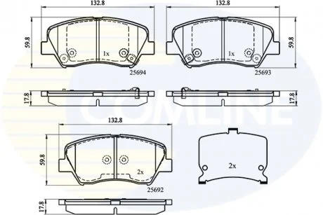 - Гальмівні колодки до дисків Hyundai I30 10->, Kia Cee\'d 12-> Comline CBP32152