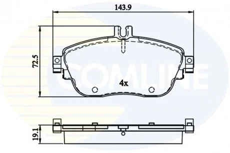 - Гальмівні колодки до дисків Mercedes A-Class 12->, B-Class 11->, CLA 13->, GLA-Class 13-> Comline CBP32208