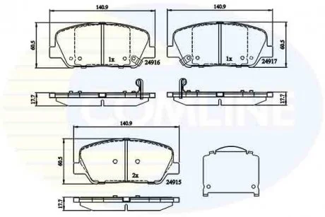 - Гальмівні колодки до дисків Hyundai Grandeur 11->, i30 11->, Veloster 12->, Kia C\'eed 12->, Pro C\'eed 13->, Optima 12-> Comline CBP32259