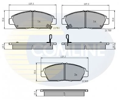 - Гальмівні колодки до дисків Honda Accord 91->98, Prelude 92->00, Rover 600 93->99 Comline CBP3446