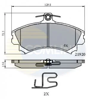 - Гальмівні колодки до дисків Mitsubishi Carisma 99->00, Space Star 01->, Proton Impian 01->, Jumbuck 02->, Wira 95->, Volvo S40 95->97, V40 95->97 Comline CBP3462