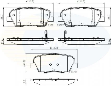 - Гальмівні колодки до дисків Hyundai Sante Fe 06->, KIA Sorento 09-> Comline CBP36009