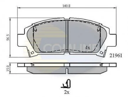 - Гальмівні колодки до дисків Toyota Avensis 00-&gt;01, Carina E 92-&gt;97, MR 2 89-&gt;99 Comline CBP3713 (фото 1)