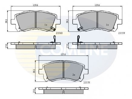 - Гальмівні колодки до дисків Subaru Forester 97->02, Impreza 94->, Legacy 96->, Outback 00->08 Comline CBP3722