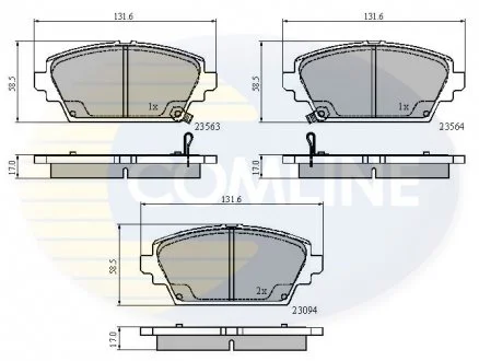 - Гальмівні колодки до дисків Honda Accord 00->, MG MG ZR 01->05, MG ZS 01->05, Nissan Almera 00->, Primera 02-> Comline CBP3802