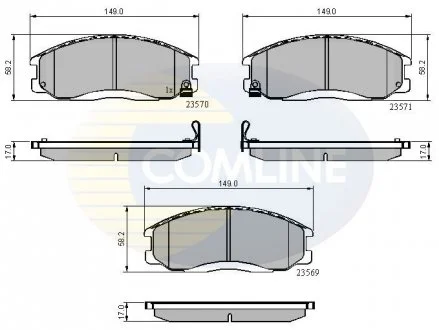 - Гальмівні колодки до дисків Hyundai H1 02->, Highway Van 00->, Santa FE 01->, Starex 02->, Trajet 00->, XG 98->, Ssangyong Actyon 06->, Kyron 05-> Comline CBP3938