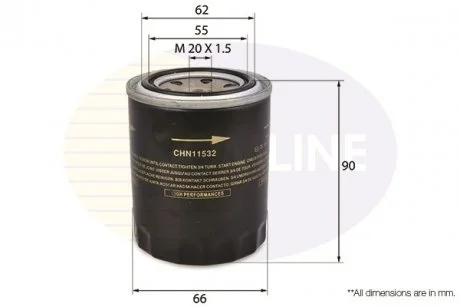 - Фільтр оливи (аналогWL7107/OC115) Honda Accord 99->, Civic 87->91, CR-V 12->, Mazda 323 80->94, 626 82->97, B-Serie 77->96, E-Serie 80->94, Opel Astra F 91->98, Corsa A 87->93, Vectra A 90->95, Vectra B 95->98, Rover 200 89->99 Comline CHN11532