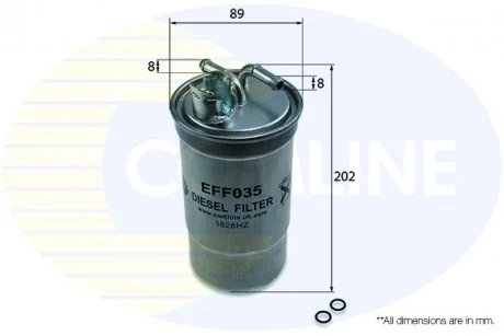- Фільтр палива (аналогWF8046/KL147D) Audi A3 96->03, A4 00->08, A6 01->05, Fiat Punto 94->99, Seat Leon 01->06, Toledo 99->06, Skoda Octavia 96->10, Superb 01->08, VW Bora 98->05, Golf 97->05, Passat 00->05, LT28-50 75->80, LT 96->0 Comline EFF035