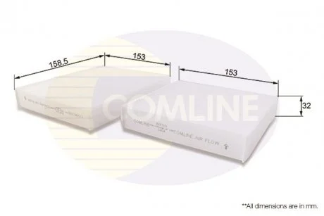 - Фільтр салону (аналогWP9256/LA191/S) Citroen C3 09->, DS3 10->, DS5 13->, Peugeot 207 06->, 208 12->, 2008 13-> Comline EKF101