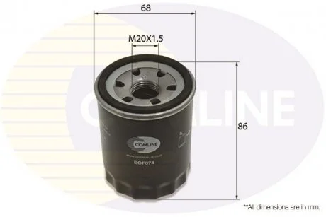 - Фільтр оливи (аналогWL7252/OC986) Alfa Romeo Mito 08->, Citroen C-Crosser 08->, Fiat Brava 00->02, Bravo 98->, Doblo 01->, Idea 04->, Linea 07->, Marea 98->02, Panda 03->, Punto 97->, Qubo 09->, Seicento 98->03, Stilo 02->06, 500 0 Comline EOF074