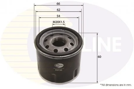 - Фільтр оливи (аналогWL7204/OC475) Dacia Logan 06->, Sandero 08->, Nissan Kubistar 03->, Renault Clio 02->, Kangoo 97->, Modus 04->, Sandero 08->, Thalia 03->, Twingo 03->, Wind 10-> Comline EOF190