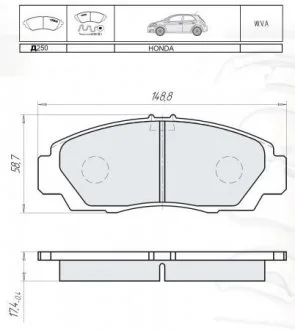 Колодка торм. диск. HONDA CIVIC, FR-V передн. (Intelli) DAFMI / INTELLI D250E