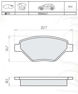 DAFMI INTELLI RENAULT Тормозные колодки дисковые Megane II 1.4 02- DAFMI / INTELLI D516E
