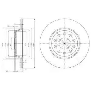 Диск тормозной AUDI/SKODA/VW/SEAT A3/Octavia/SuperB/Golf/Passat/Touren/Sharan &quot;R D=286mm &quot;04&gt;&gt; Delphi BG3954C (фото 1)