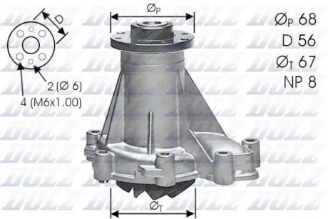 Водяной насос OM601/602 MB207-410/Sprinter 95-00/Vito 96-99 DOLZ M176