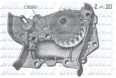 Водяной насос Kangoo/Clio/Megane 1.4i 96- (20z) DOLZ R-214
