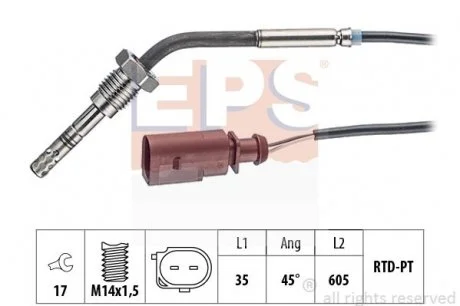 Фото 1 - датчик температуры выпускных газов VW Touareg 2.5 R5TDi 03-10 EPS 1.220.155 Датчик температуры выпускных газов VW Touareg 2.5 R5TDi 03-10 EPS 1.220.155 (фото 1)