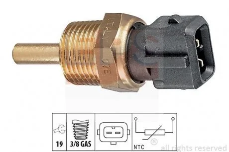 Датчик температуры воды Hyundai Sonata 1.8-3.0 93-98/Mitsubishi Lancer 1.3-1.5 12V 89-92/PajeroII 2.4-3.0 91-00/Opel Campo 2.5-3.1 TD/DTI 92- EPS 1.830.144