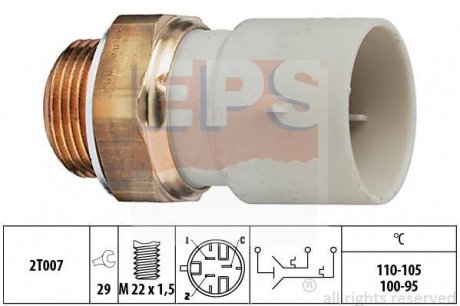 OPEL Температурный датчик включения вентилятора радиатора Astra F,Corsa A/B 1.5D/TD/1.7D/2.0 87- EPS 1.850.689 (фото 1)
