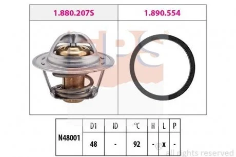 Термостат 92C° Chevrolet/Ford/Opel/VAG EPS 1.880.207