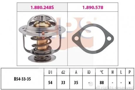 Термостат із прокладкою Hyundai Accent/KIA Carnival 94- EPS 1.880.248