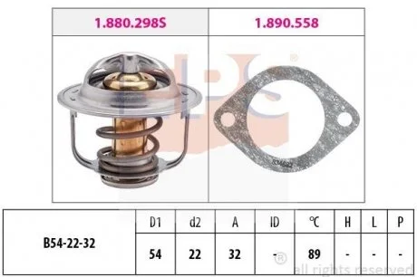 Фото 1 - термостат 89°C (с прокладкой) Opel Astra G/Combo 1.7D/Dti 01- EPS 1.880.298 Термостат 89°C (с прокладкой) Opel Astra G/Combo 1.7D/Dti 01- EPS 1.880.298 (фото 1)